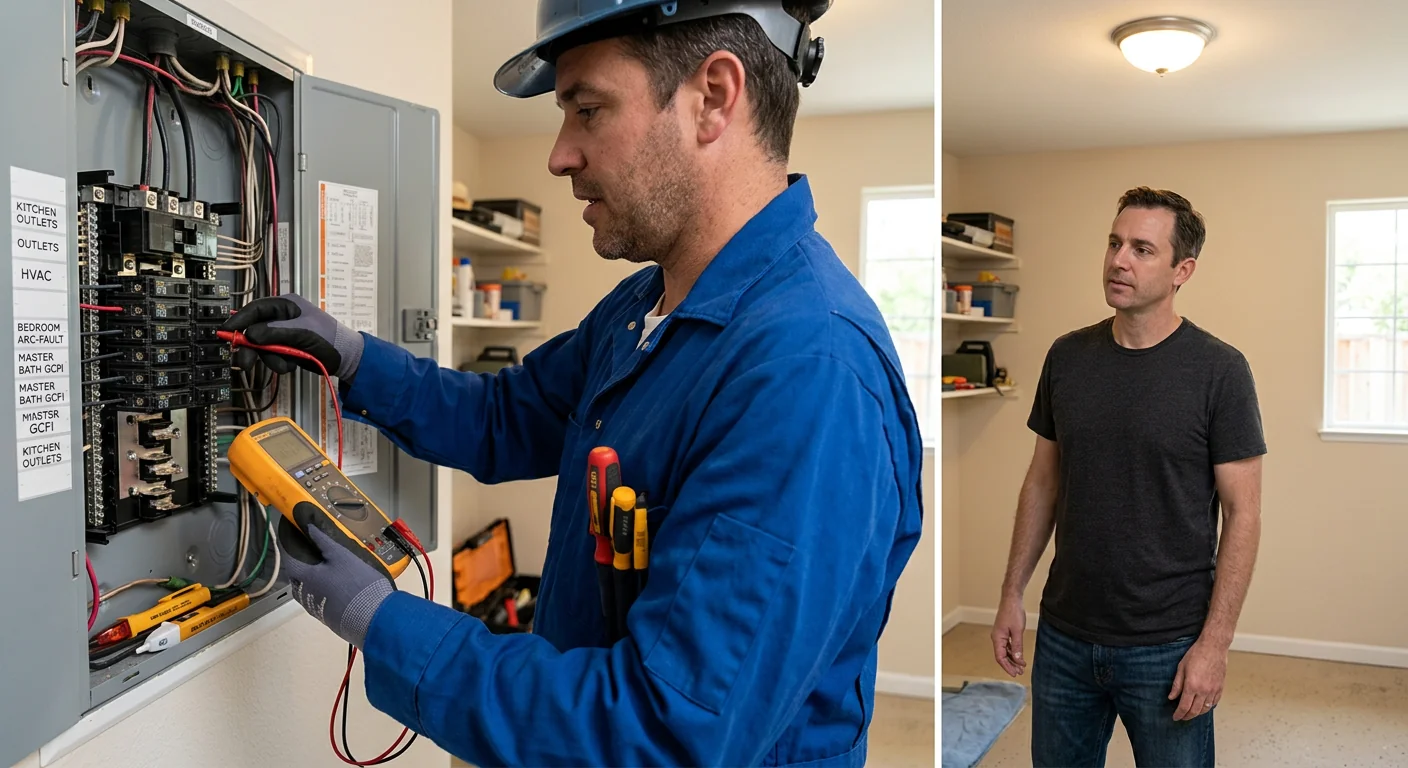 Warm discolored outlet flagged during an electrical safety inspection