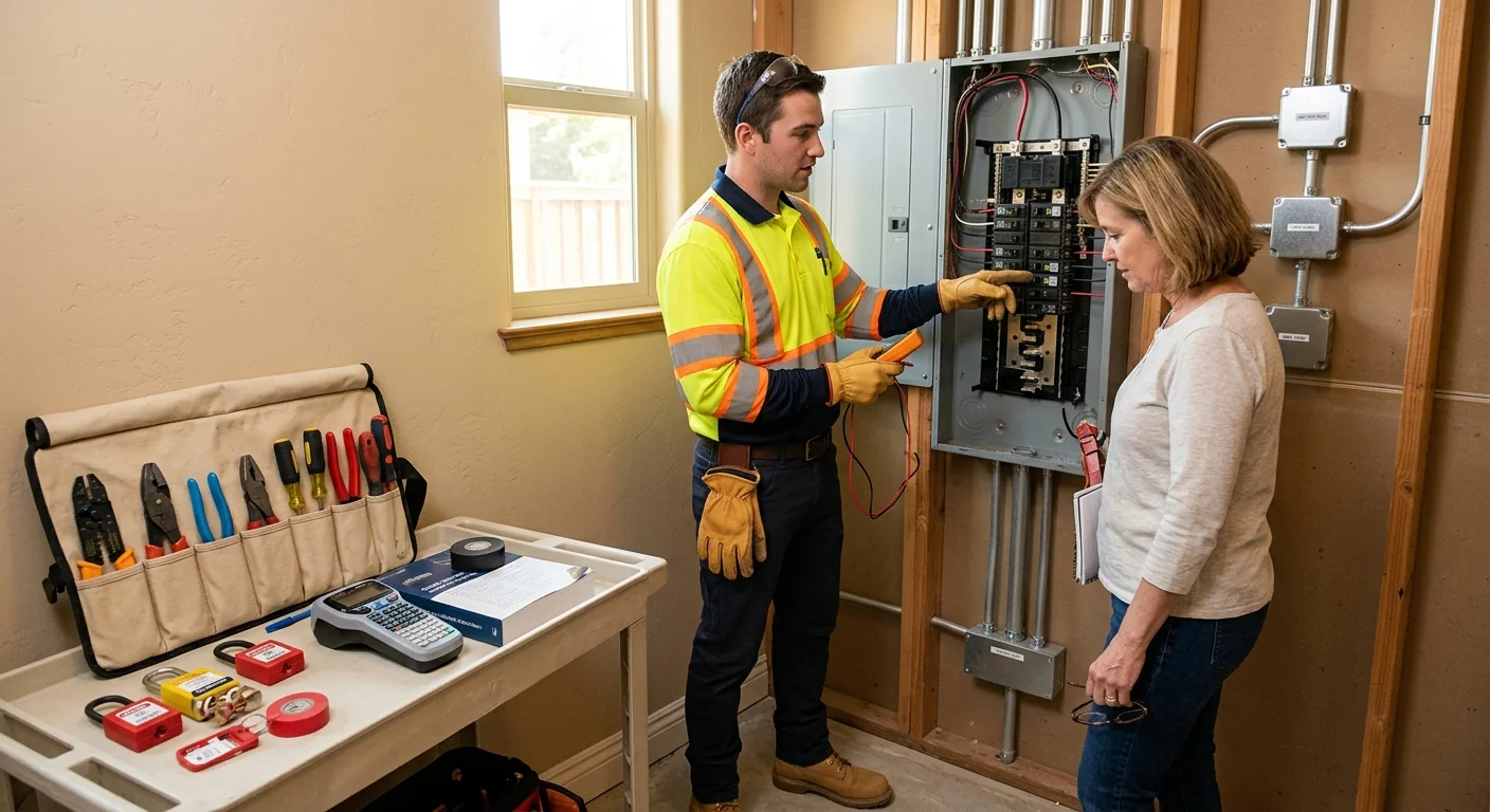 Electrician equipment ready for customer walkthrough