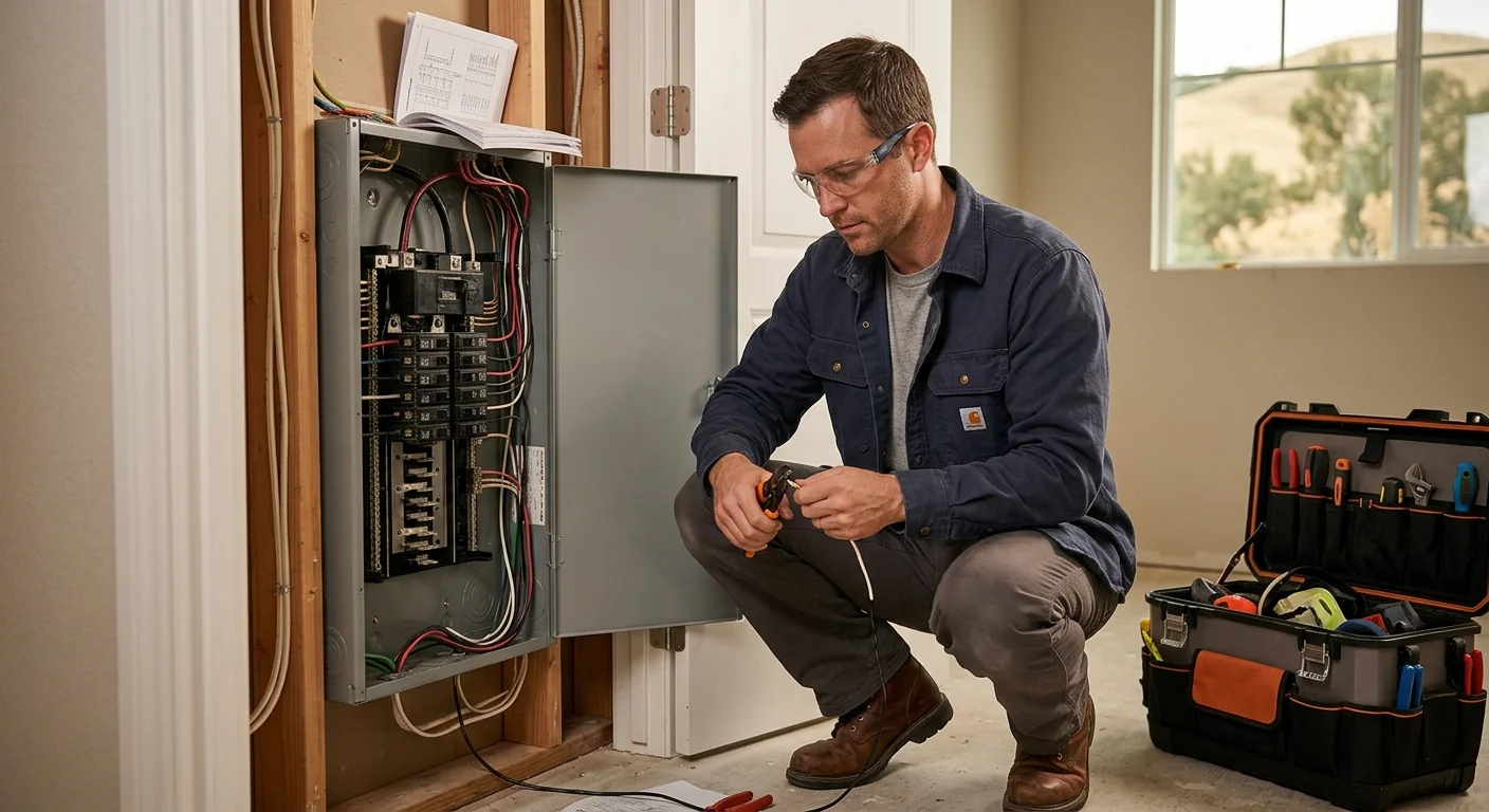 Technician answering a service call for a Pleasanton electrical inquiry