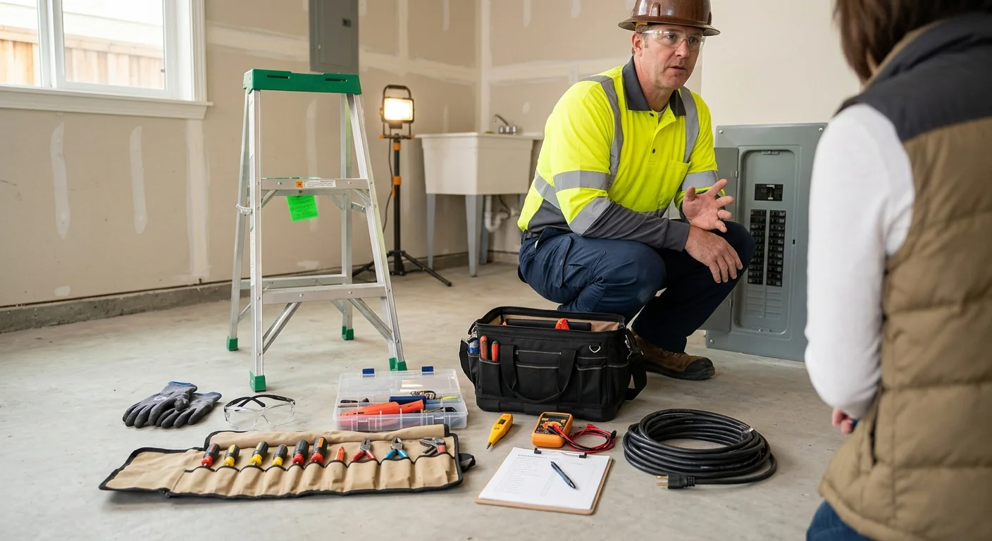 Electrician equipment ready for customer walkthrough