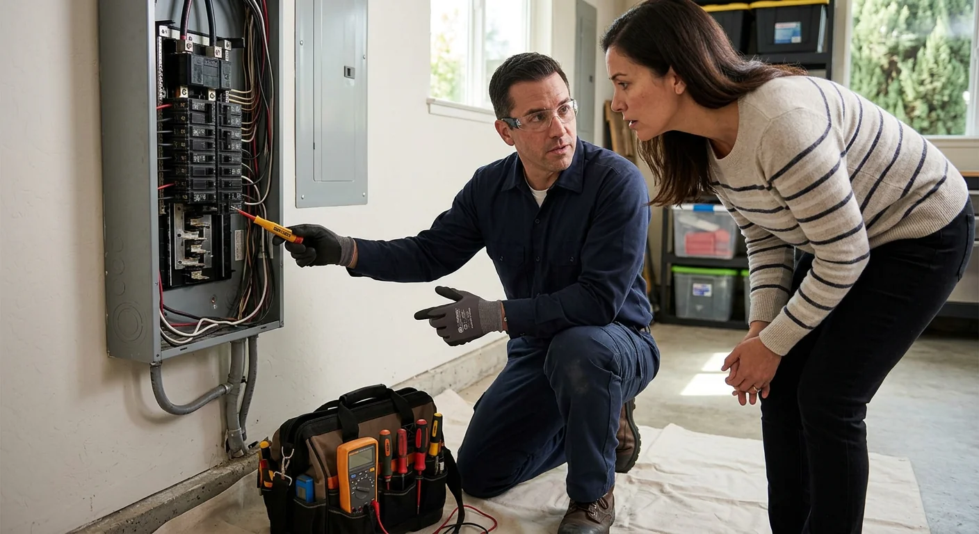 Flickering ceiling fixture showing signs of outdated wiring in a home